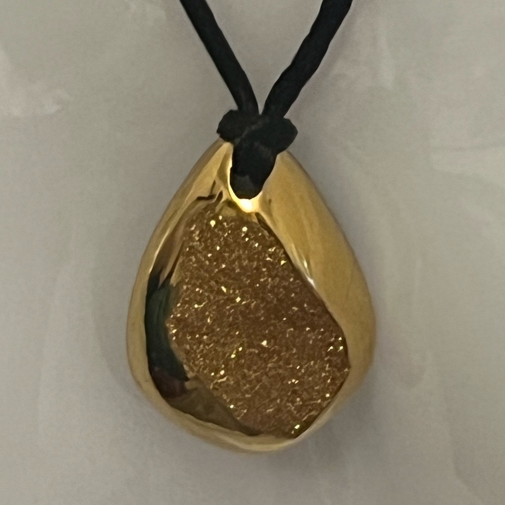 Gold-plated Druzy - reversible pendant choker necklace